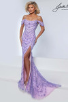 Johnathan Kayne 3273 in Lilac with off-the-shoulder straps and intricate beaded embroidery.