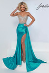 Johnathan Kayne 3280 in Teal with a dramatic side train and curve-hugging silhouette.