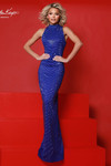 Johnathan Kayne 3281 in Royal Blue with allover beading and a sleek column silhouette.