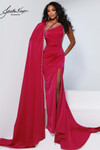 Johnathan Kayne 3286 in Magenta with crystal-trimmed edges and detachable cape.