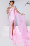 Johnathan Kayne 3292 in Flamingo with pearl detailing and dramatic detachable cape.