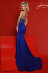 Johnathan Kayne 3297 in Indigo with ruched skirt and strapless plunging neckline.