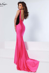 Johnathan Kayne 3303 in Hot Pink-Black back view showcasing low back and fitted silhouette.