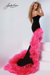 Johnathan Kayne 3304 in Black Hot Pink with a dramatic ruffle train.