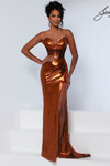 Johnathan Kayne 3313 in Copper with strapless corset bodice and liquid metallic finish.