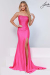Johnathan Kayne 3314 in Fuchsia with crystal embellishments and sleek strapless design.