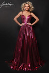 Johnathan Kayne 3315 in Magenta with plunging neckline and liquid metallic jersey.