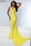 Johnathan Kayne 9213 in Yellow with empire waist and shimmering crystal coverage.