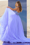 Sherri Hill 56852 in Periwinkle showing voluminous organza skirt and zipper back.
