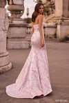 Sherri Hill 57751 in Blush featuring floral print satin fabric and zipper back closure.