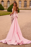 Sherri Hill 57795 in Pink back view showing detachable oversized bow with sweeping train.