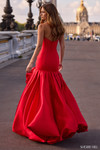 Sherri Hill 57845 in Red back view showing fitted bodice and dramatic bubble skirt silhouette.