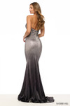 Sherri Hill 57902 back view in Gunmetal/Black Ombre with zipper closure and fit-and-flare silhouette.