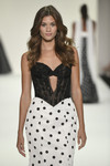 Sherri Hill 57932 close-up in Black/Ivory with sweetheart keyhole neckline and lace detailing.