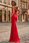 La Femme 33403 in Red showcasing the sleek back and classic fit-and-flare silhouette.