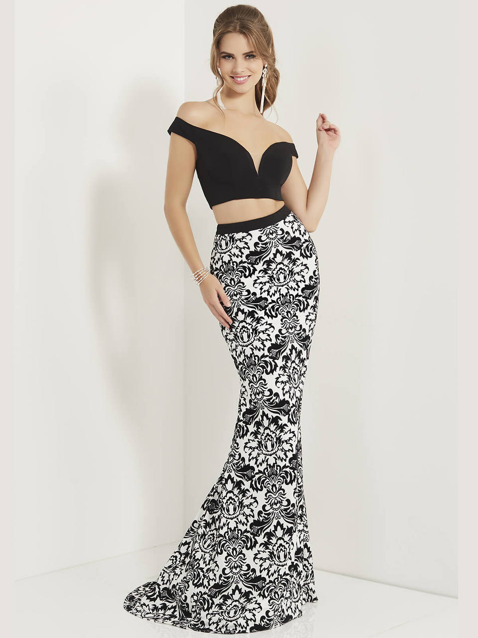 long or short dress for homecoming Two Piece Lace Top Long Sleeves Homecoming Dresses, Short Prom Dress, MH531 main image 0