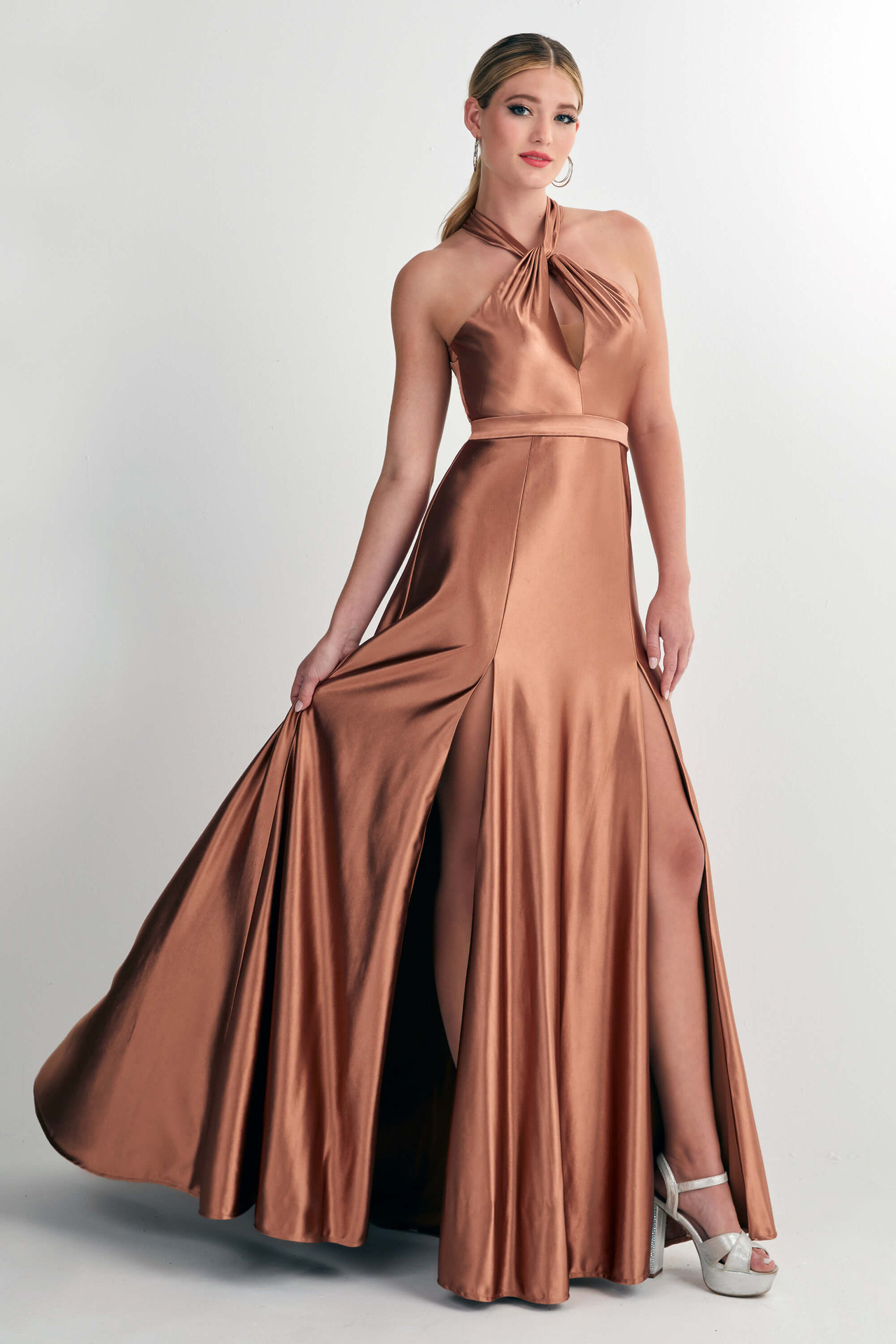 double slit formal dress Sexy Cut-out Red Sequin Double-slit Prom Dress