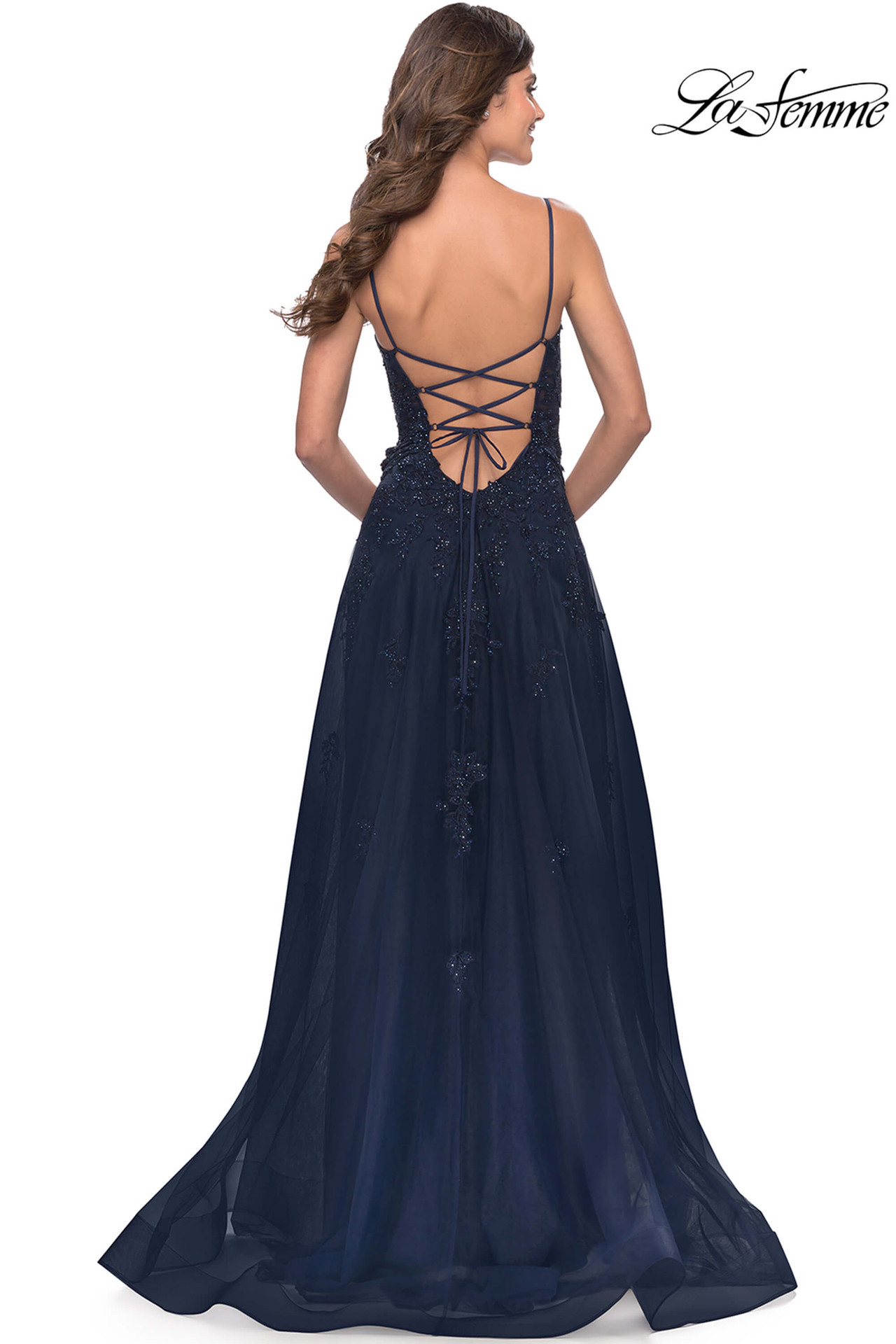 chinese dress ladies La Femme 28534 Prom Dress - Navy