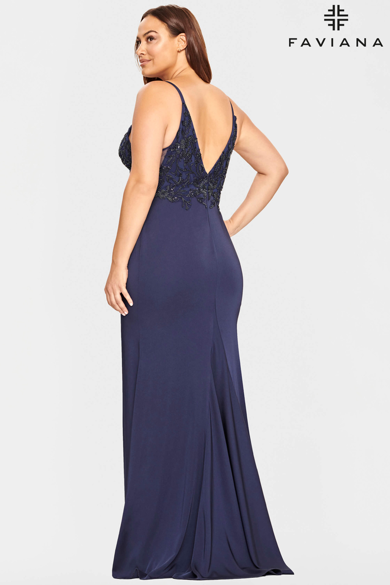 faviana prom dress Beaded Fitted Cutout Back Gown by Faviana S10500 – ABC Fashion main image 1