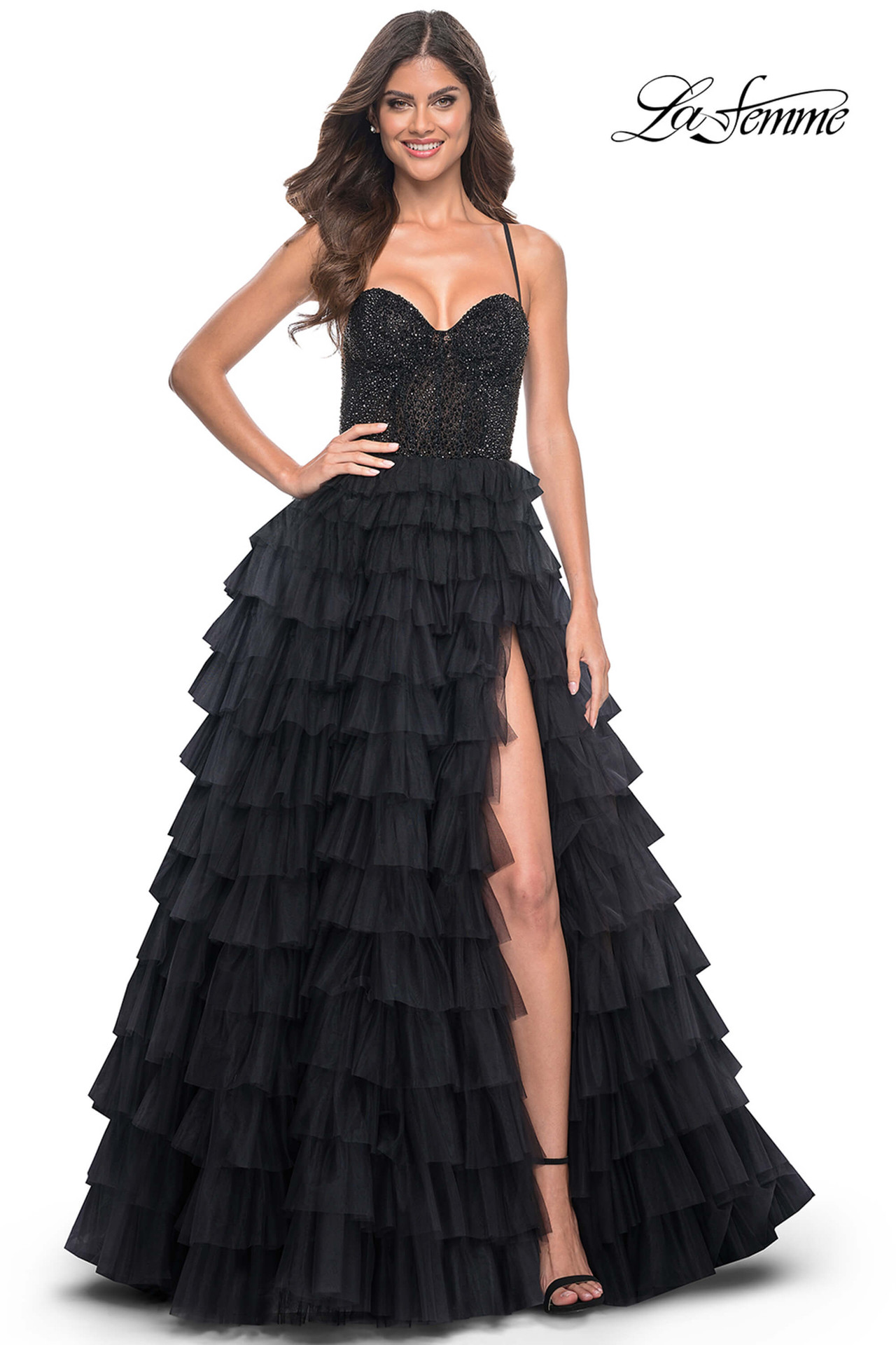 open lace back dress La Femme 32829 Dress | La Femme Dresses main image 1