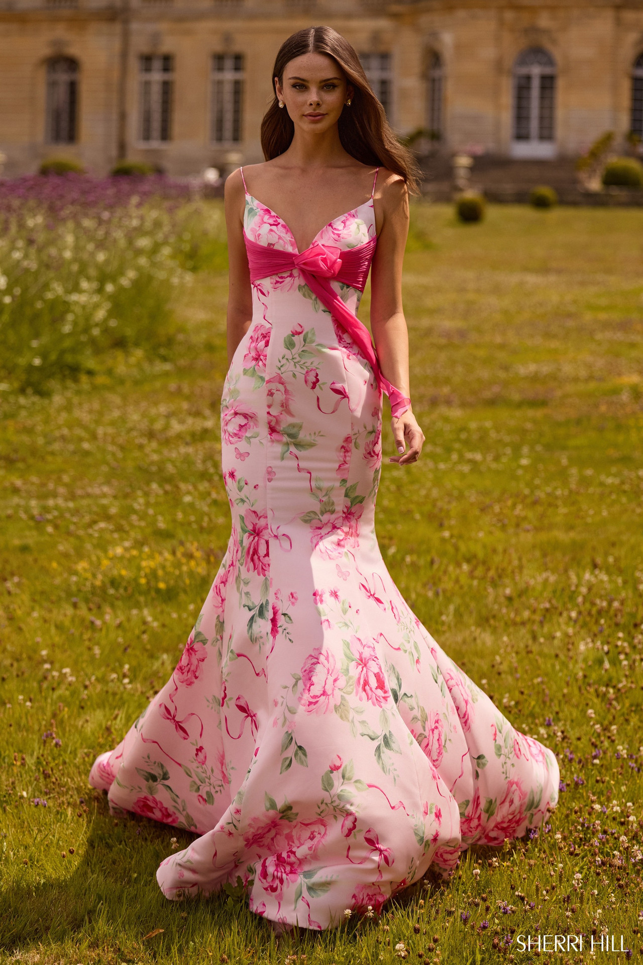 pink plus size formal dress Black and Pink Tulle Party Dress with Floral Accents