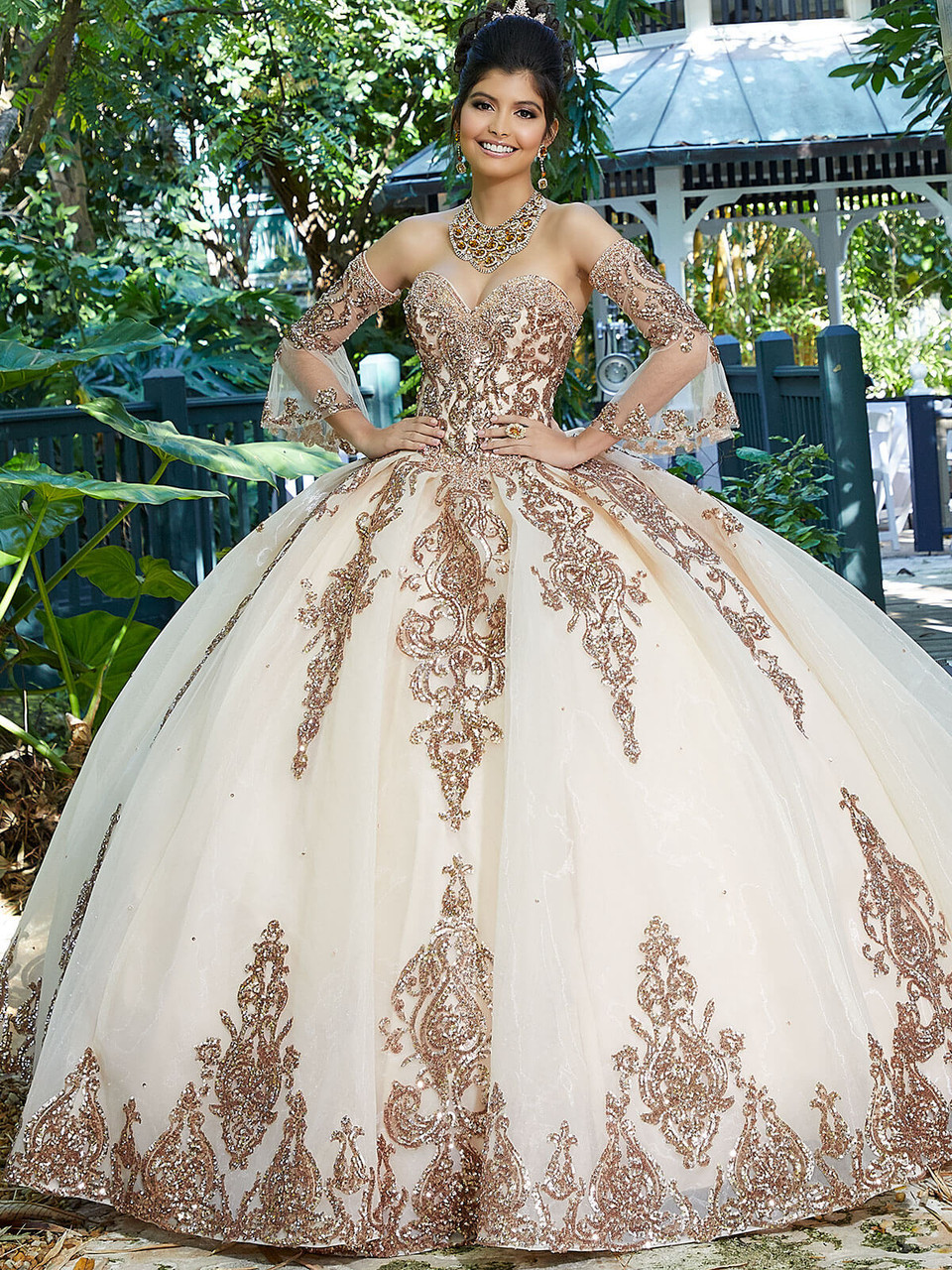 Bell Sleeves Vizcaya Quinceanera Ball Gown 89255