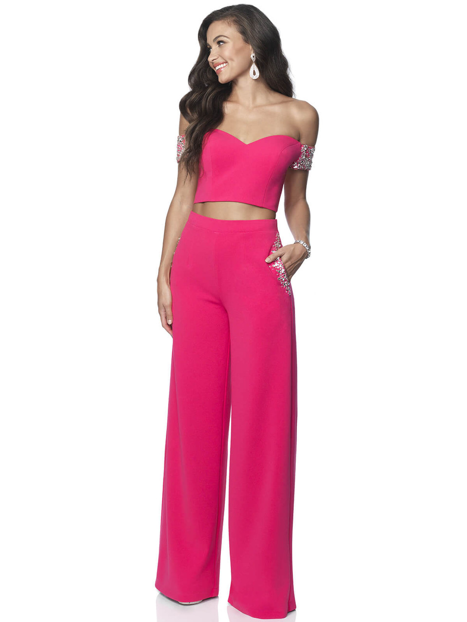 Vibrant pink formal flowing pants
