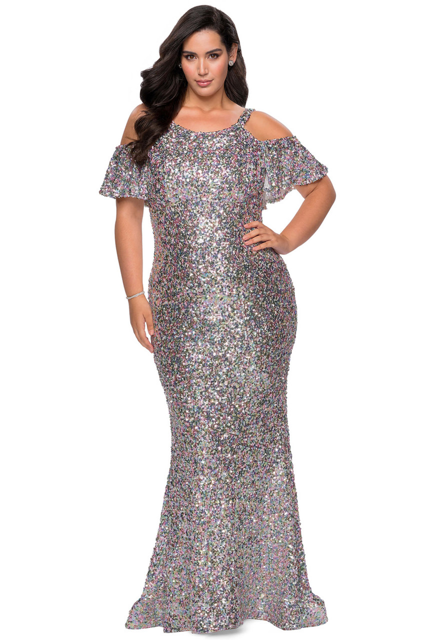 Cold Shoulder Sequin La Femme Plus Size Prom Dress 28947 ...