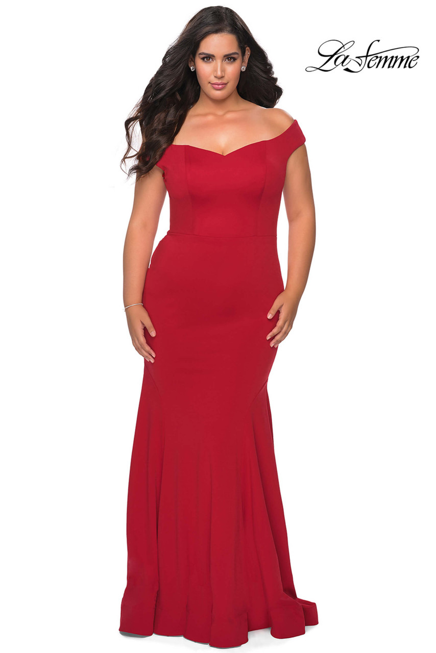 Off The Shoulder La Femme Plus Size Prom Dress 28963 - PromHeadquarters.com