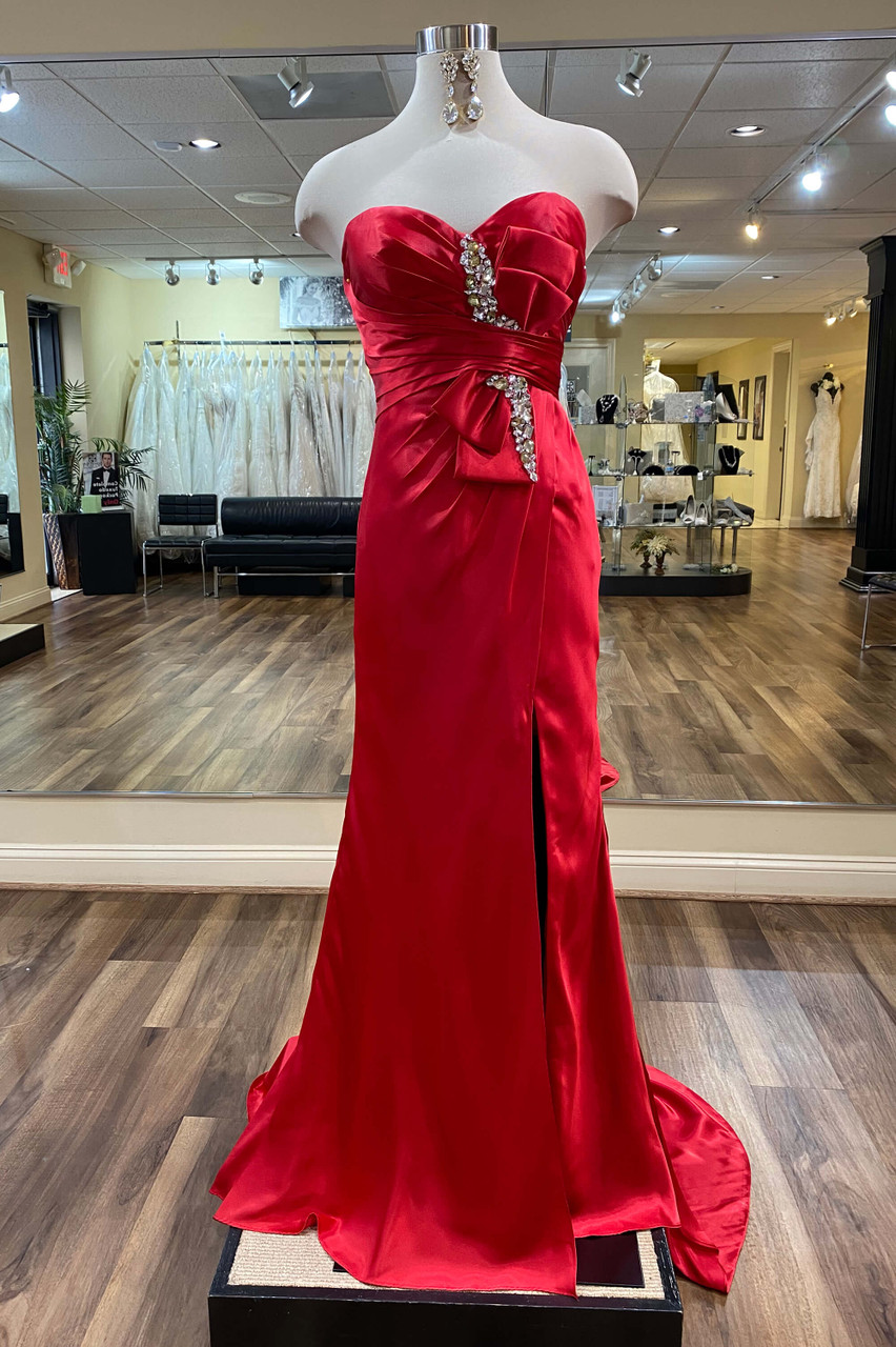 Simple Red Satin Mermaid Long Prom Dress, Red Formal Evening Dress – shopluu