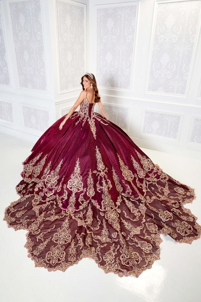 V-neck Princesa Quinceanera Ball Gown Dress PR22141 - PromHeadquarters.com