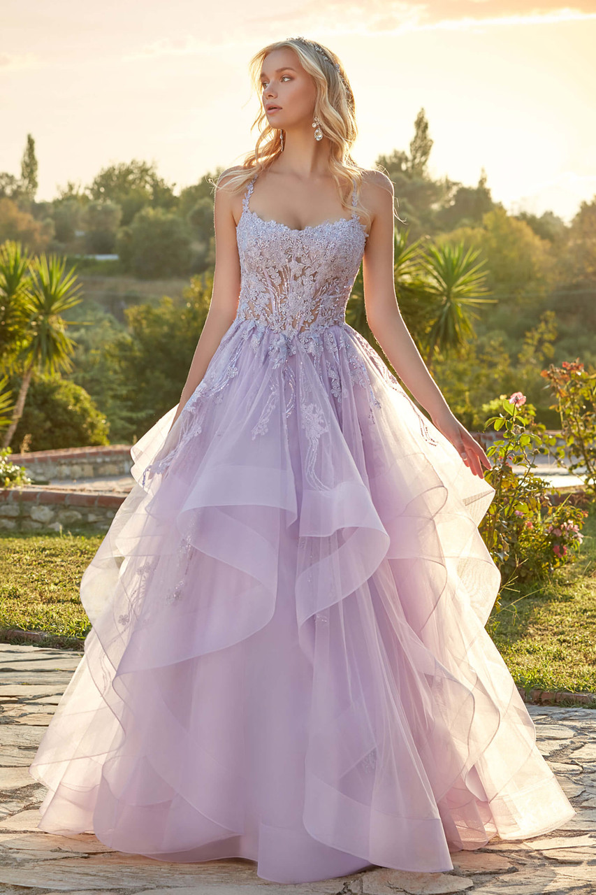 Tulle Illusion Bodice Corset Ball Gown