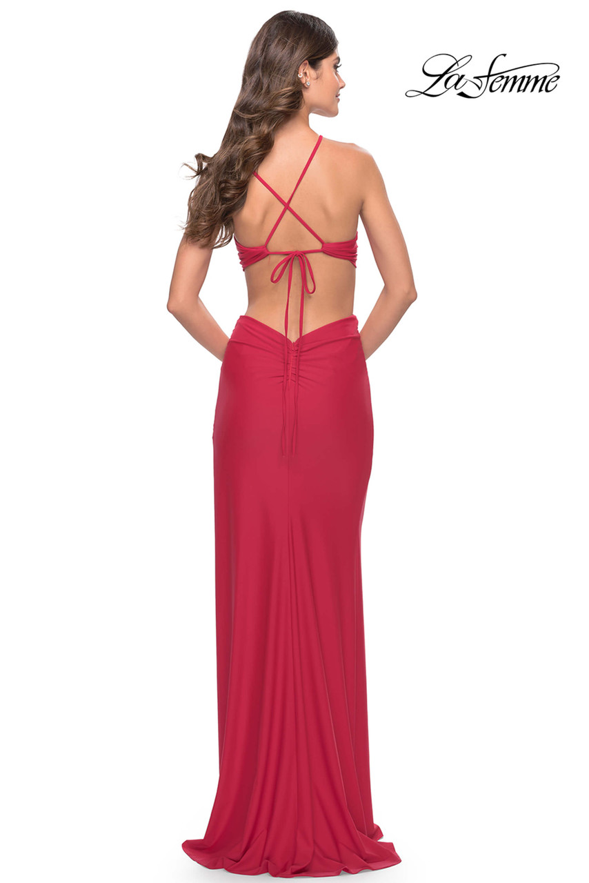Halter Cutout La Femme Prom Dress 31293