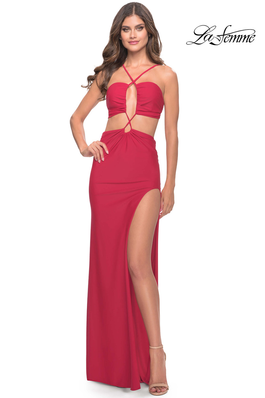 Halter Cutout La Femme Prom Dress 31293