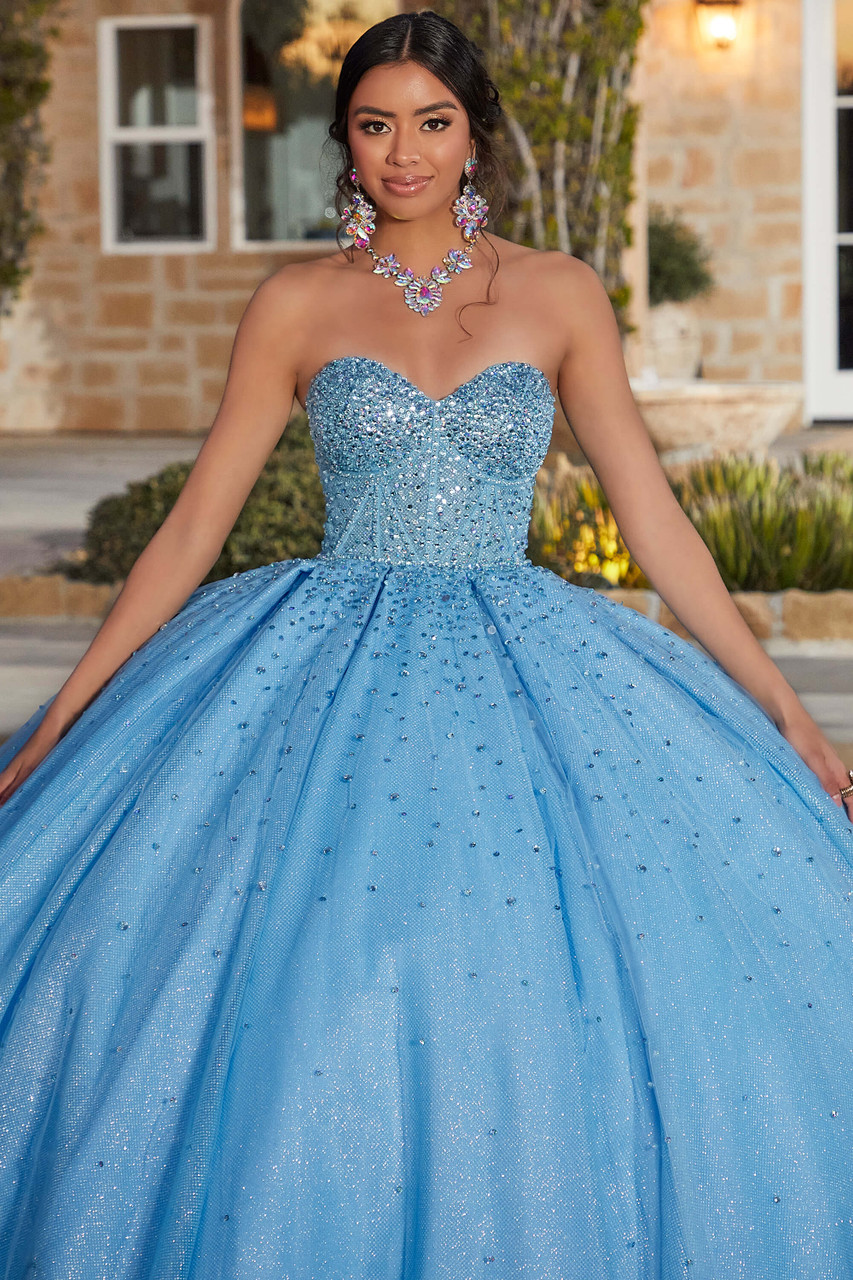 beaded quinceanera dresses A Line Sky Blue Rustic Chiffon Deep V Neck Slit Summer Beach Wedding D –  cathyprom
