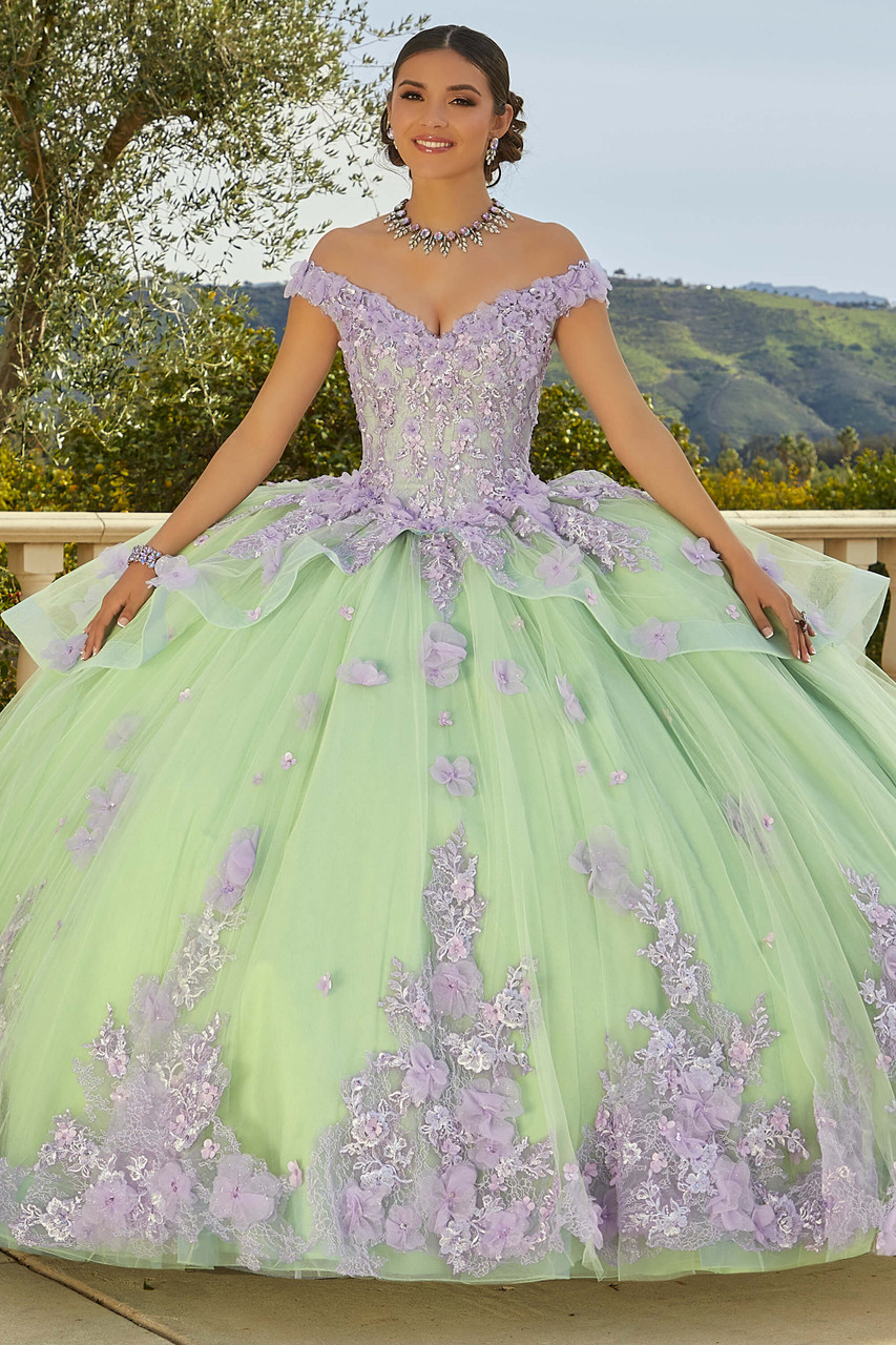 green emerald velvet dress Long Off Shoulder Ball Gown Quinceanera Dress main image 0