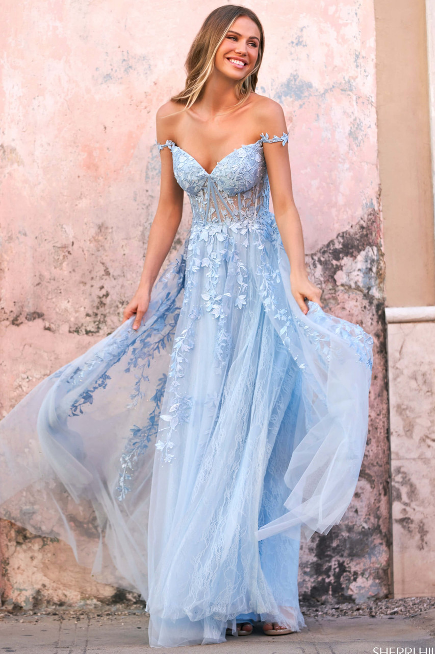 Illusion Chiffon Long Prom Dress with Embroidery