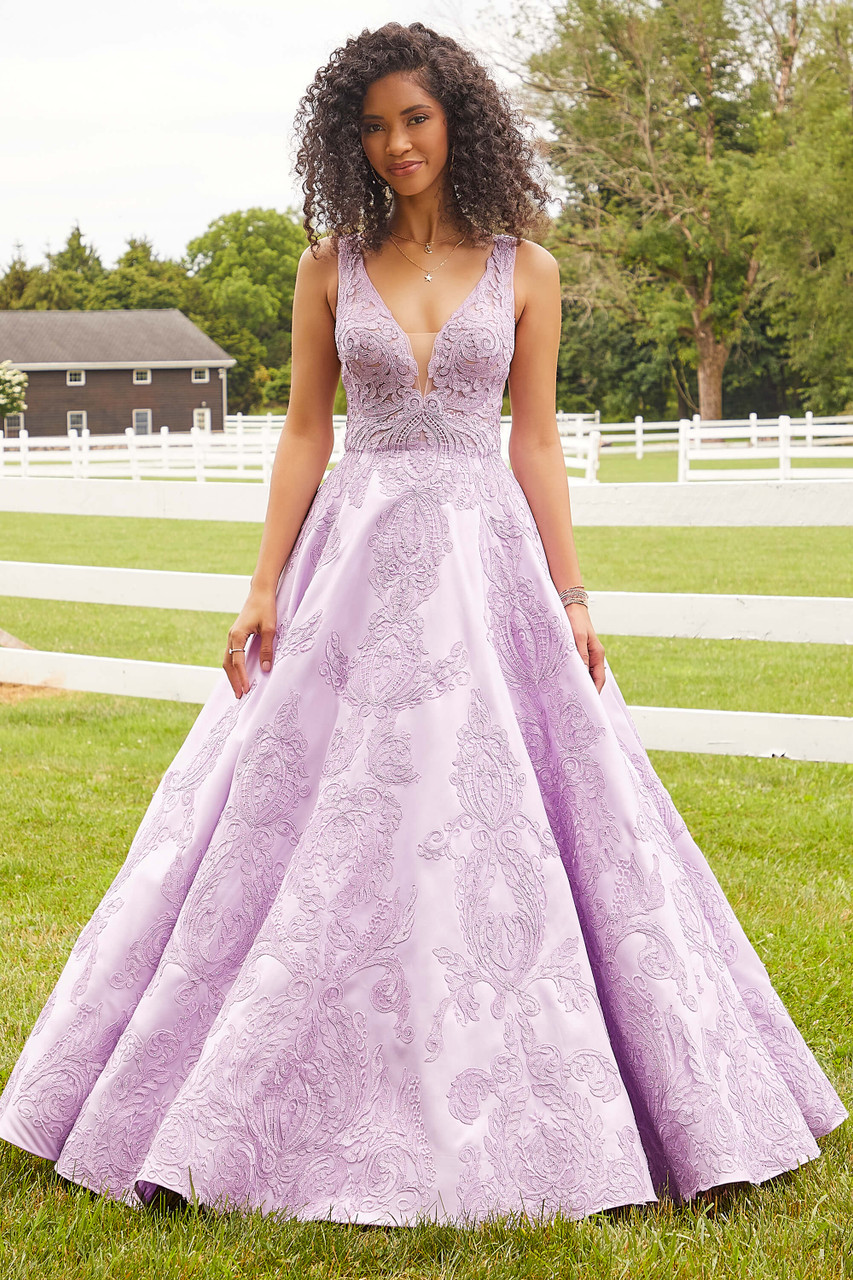 Lavender Tulle Straps Floor Length Evening Dress, Lavender A-Line Prom