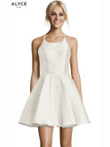 Mikado by Alyce Paris Short Party Dress in Diamond White