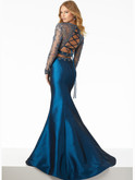 Mermaid taffeta blue prom dress 42071