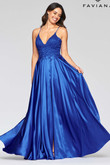 royal blue sating a-line faviana dress s10400