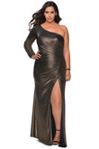 one shoulder fitted la femme plus size prom dress 28878