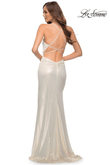 La Femme Prom Dress in White/Gold