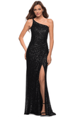 asymmetrical neckline sequin prom dress la femme 29962