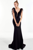 feather neckline prom dress alyce paris 60905