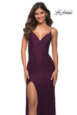 V-Neck Stretch Lace A-line La Femme Prom Dress 29700