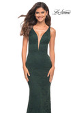 V-Neck Stretch Lace Sheath La Femme Prom Dress 29732