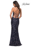 Sequin Print V-Neck La Femme Prom Dress 30150