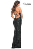 emerald open back sequin v-neck dress la femme 30290