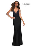black hot stone v-neck jersey dress la femme 30432